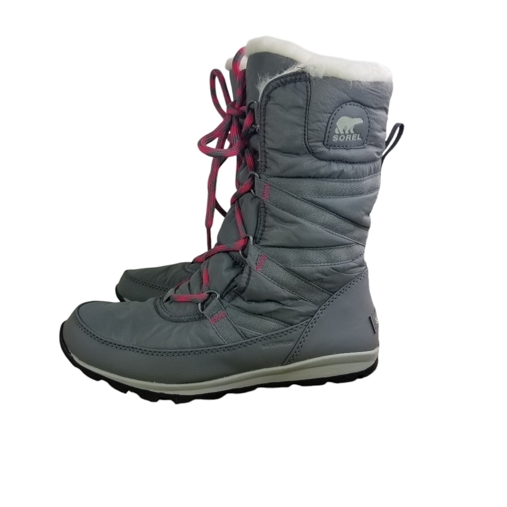 Sorel Whitney tall lace up gray pink winter boots - Picture 3 of 15